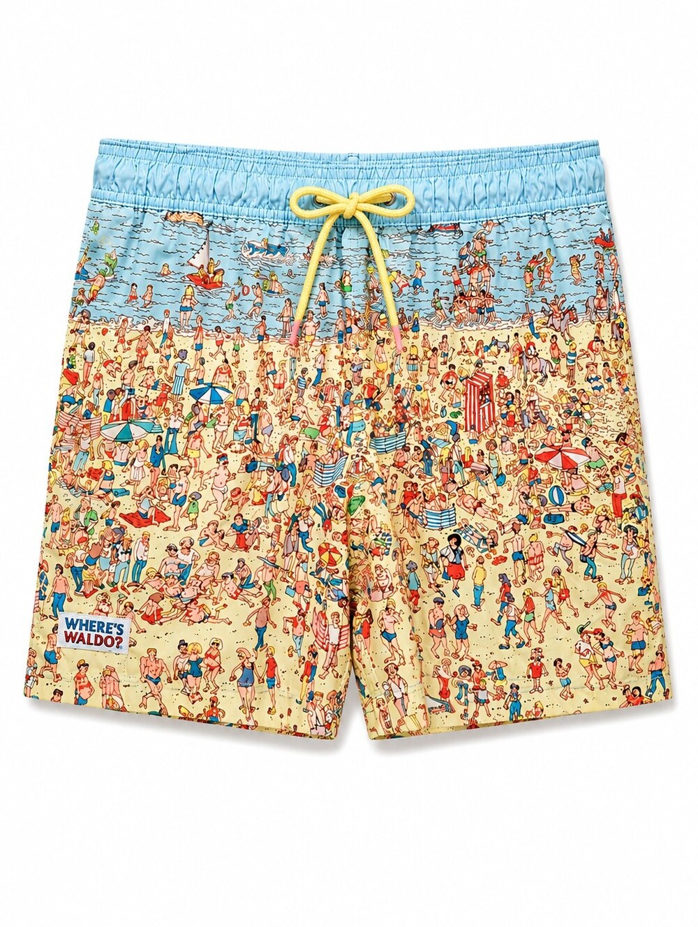 Where's Waldo Men's Day At The Beach Theme Swim Trunks Shorts Sz L Summer Vacay